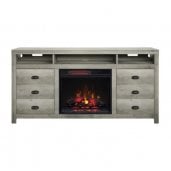 Bell'O WILDERG TV Stand With Classic Flame Electric Fireplace GREY
